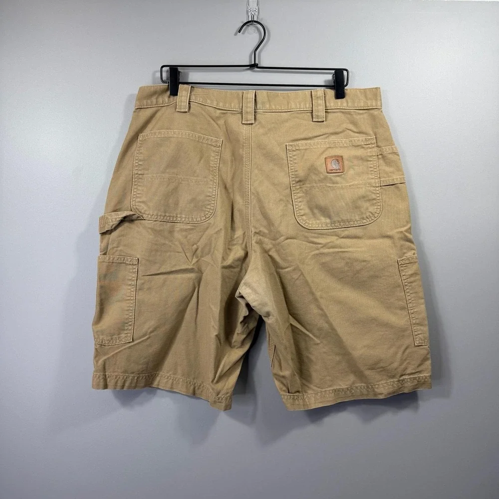 Carhartt Cargo Shorts Mens 38 Beige Canvas Carpenter Workwear Original Fit